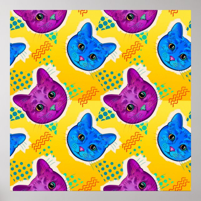 Niedlicher Pop Art Cat Poster (Vorne)