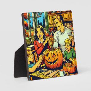 Niedlicher Pop Art Familie Carving Halloween Pumpk Fotoplatte