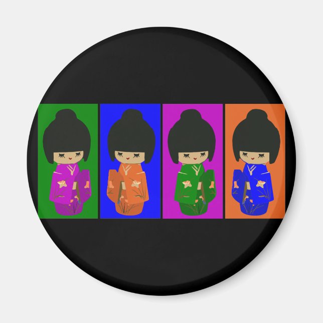 Niedlicher Pop Art Kokeshi Dolls Magnet (Vorne)