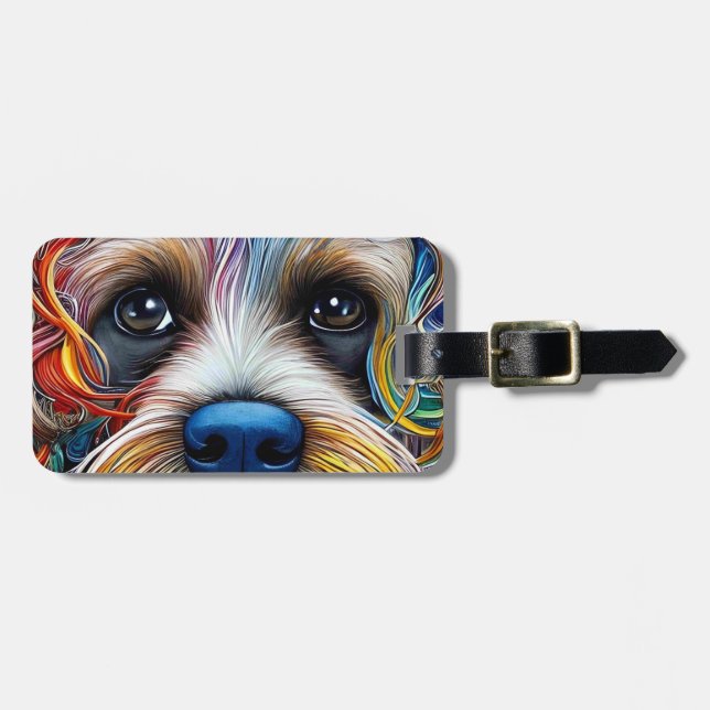 Niedlicher Pop Art Terrier Gepäckanhänger (Vorderseite horizontal)