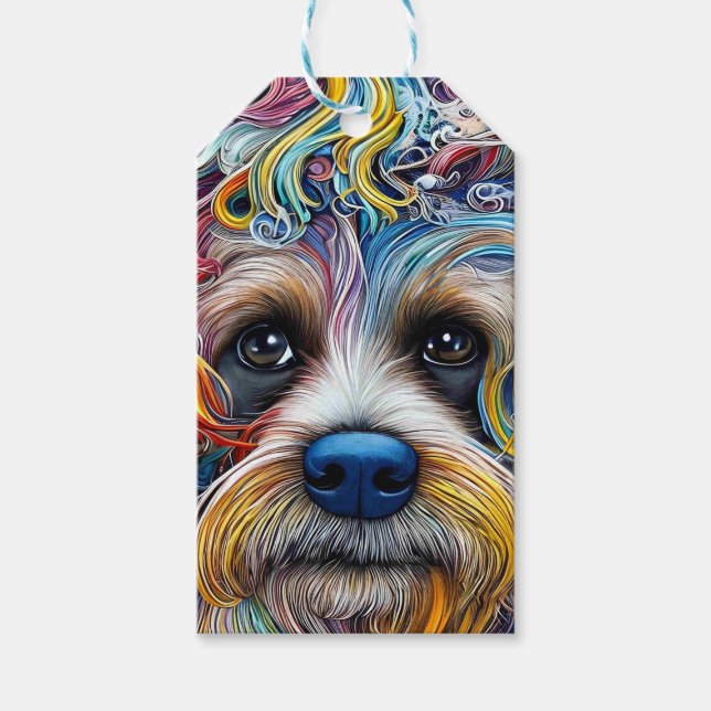 Niedlicher Pop Art Terrier Geschenkanhänger (Vorderseite)
