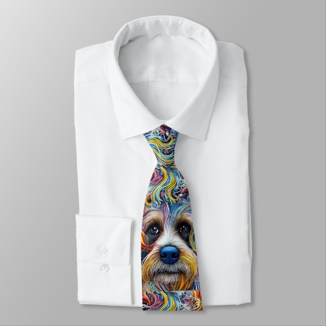 Niedlicher Pop Art Terrier Krawatte (Gebunden)