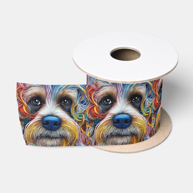 Niedlicher Pop Art Terrier Satinband (Spule)