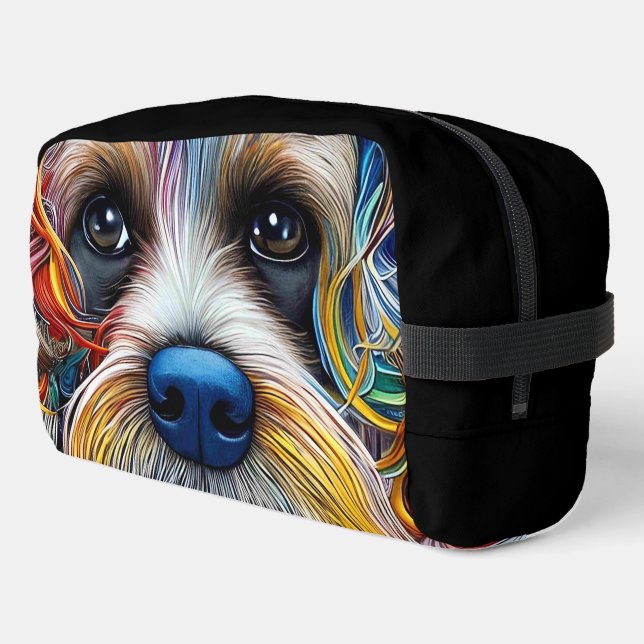 Niedlicher Pop Art Terrier Waschbeutel (Linke Seite)