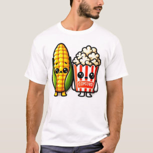 Niedlicher Popcorn mit Mais T-Shirt