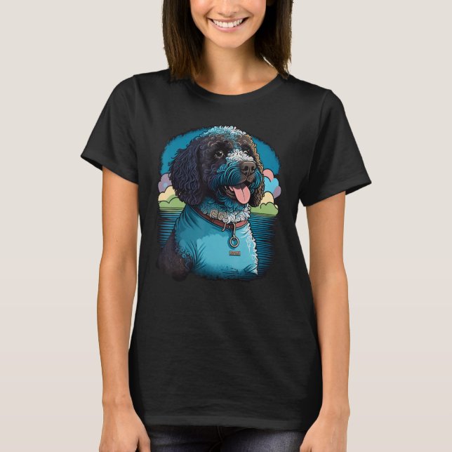 Niedlicher portugiesischer Wasserhund auf portugie T-Shirt (Vorderseite)
