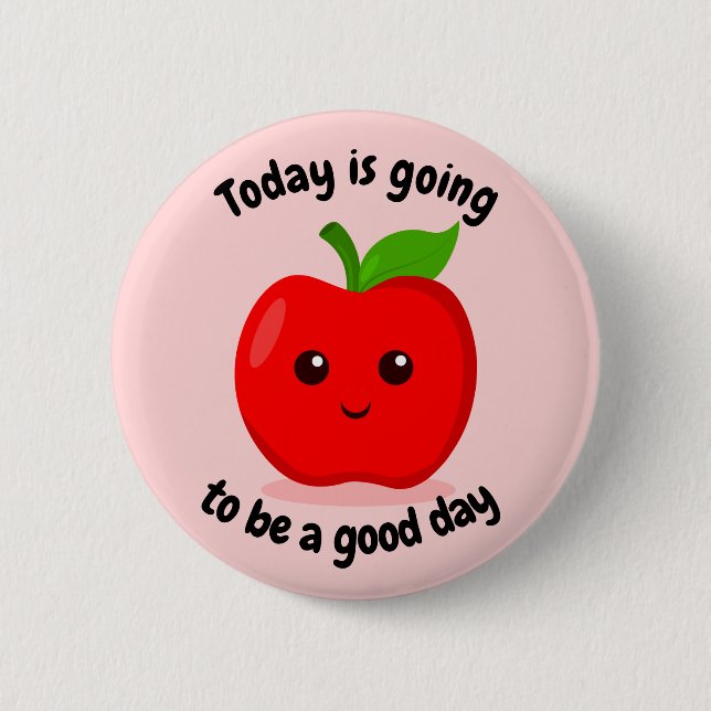 Niedlicher positiver Motivierend Kawaii Apple Button (Vorderseite)
