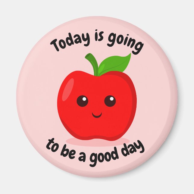 Niedlicher positiver Motivierend Kawaii Apple Magnet (Vorne)