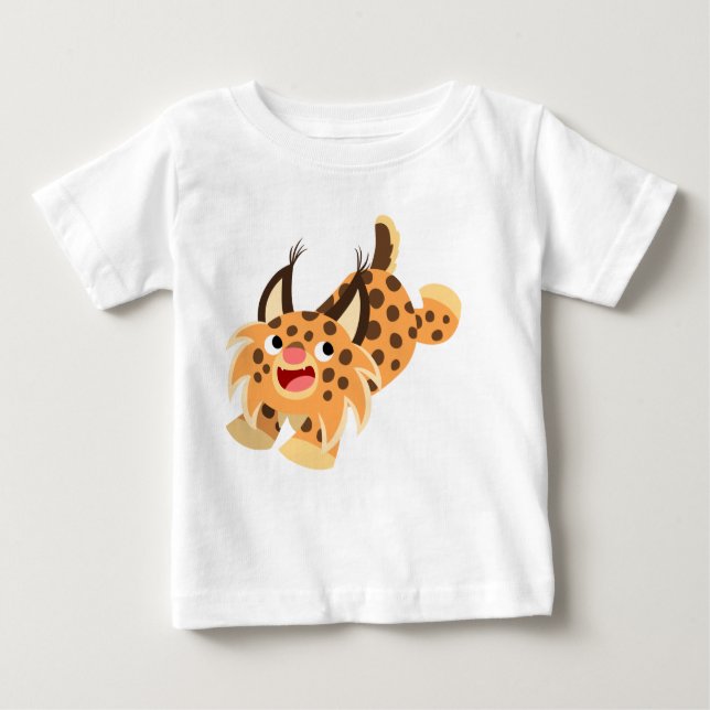 Niedlicher Prankish Cartoonbobcat-Baby-T - Shirt (Vorderseite)