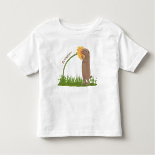 Niedlicher Präriehund schnüffelt Blume Cartoon Kleinkind T-shirt