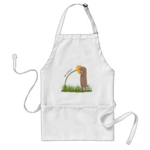 Niedlicher Präriehund schnüffelt Blume Cartoon Schürze