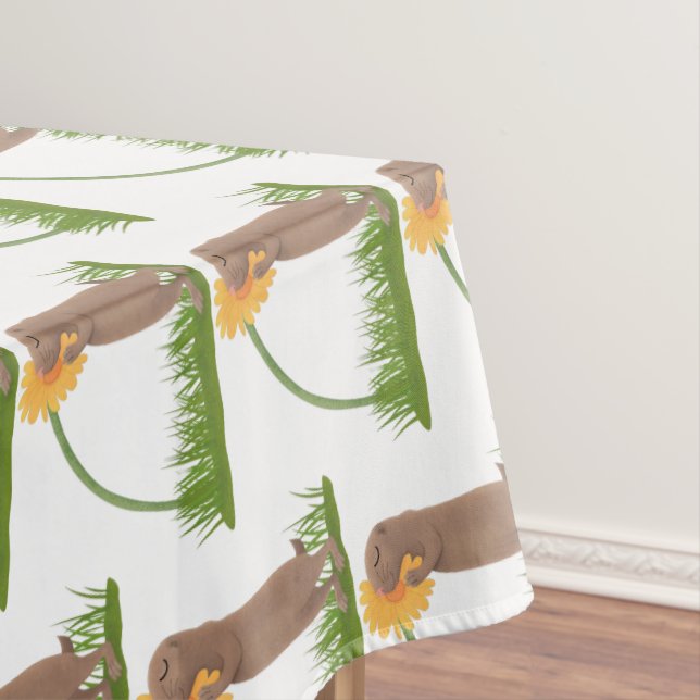 Niedlicher Präriehund schnüffelt Blume Cartoon Tischdecke (Beispiel)