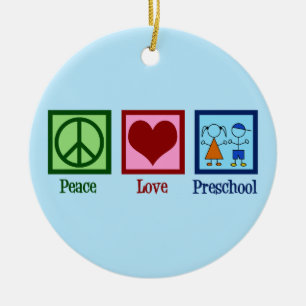 Niedlicher Preschool-Lehrer Friedens-Liebe Pre-K Keramik Ornament