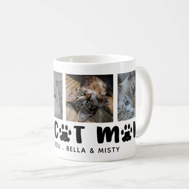 Niedlicher PROUD CAT-MAMA Pfosten Name für Fotocol Kaffeetasse (VorderseiteRechts)