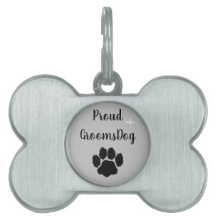 Niedlicher Proud Groom's Dog Silver Tone Pet ID Ta Tiermarke