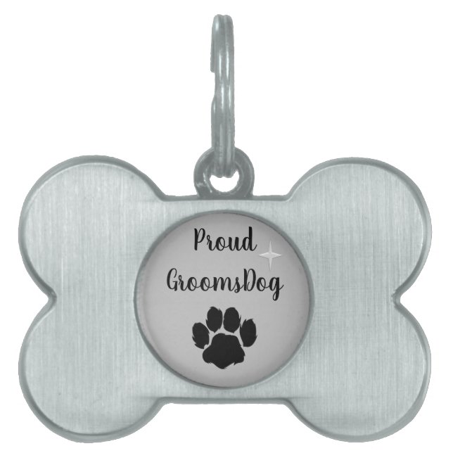 Niedlicher Proud Groom's Dog Silver Tone Pet ID Ta Tiermarke (Vorderseite)