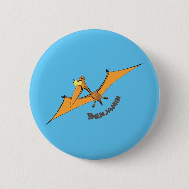 Niedlicher Pterodactylus-Cartoon Button (Vorderseite)