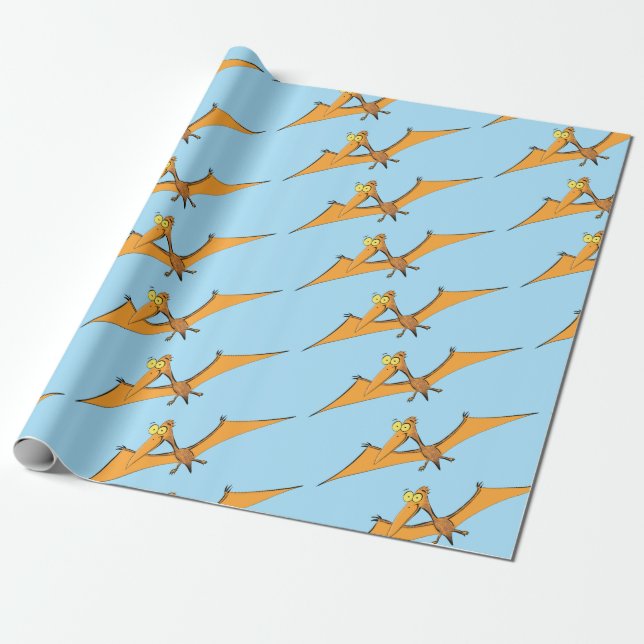 Niedlicher Pterodactylus-Cartoon Geschenkpapier (Ungerollt)