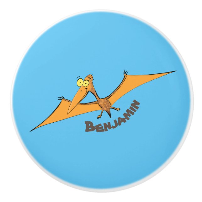 Niedlicher Pterodactylus-Cartoon Keramikknauf (Vorderseite)