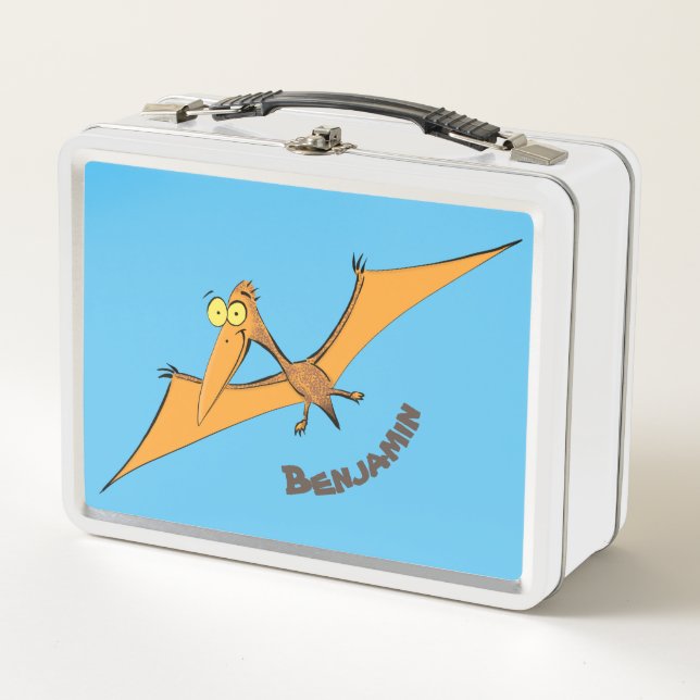 Niedlicher Pterodactylus-Cartoon Metall Brotdose (Vorderseite)