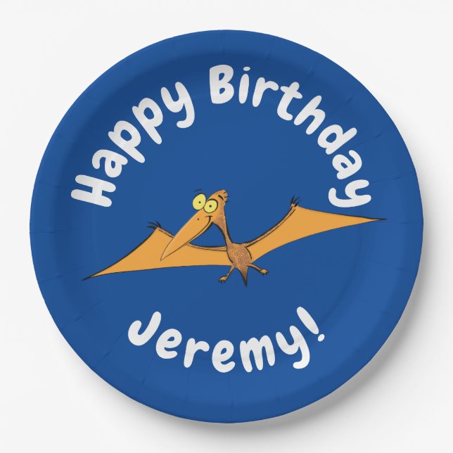 Niedlicher Pterodactylus-Cartoon Pappteller (Vorderseite)