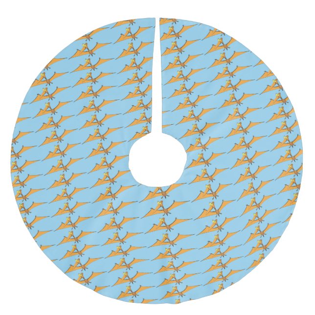 Niedlicher Pterodactylus-Cartoon Polyester Weihnachtsbaumdecke (Vorderseite)
