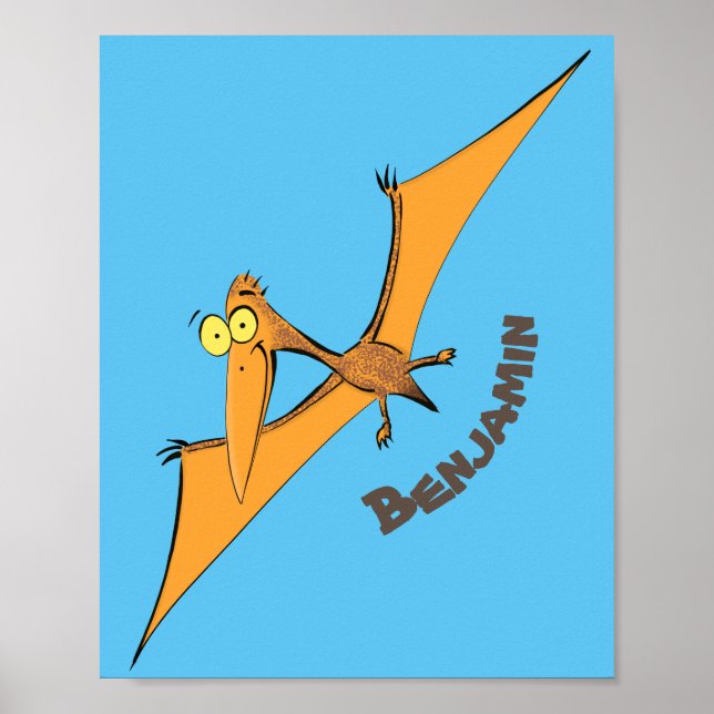 Niedlicher Pterodactylus-Cartoon Poster (Vorne)