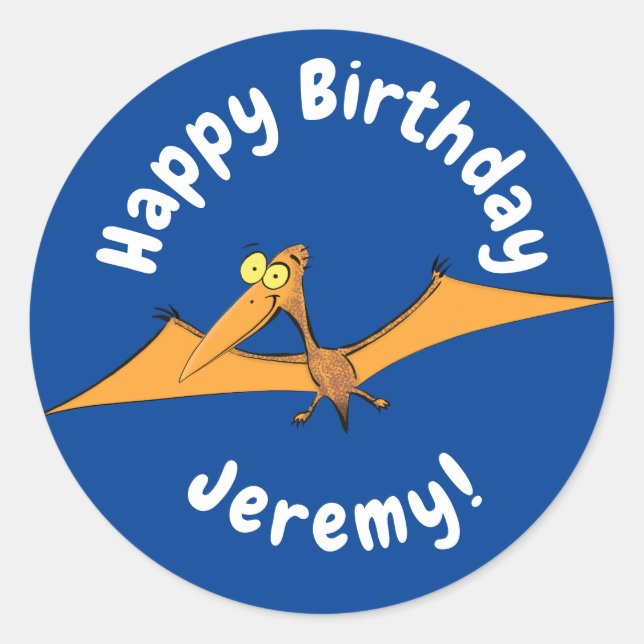 Niedlicher Pterodactylus-Cartoon Runder Aufkleber (Vorderseite)