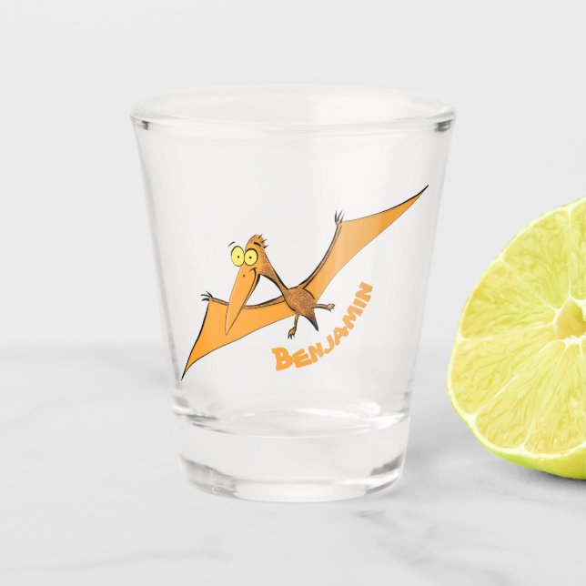 Niedlicher Pterodactylus-Cartoon Schnapsglas (Vorderseite)