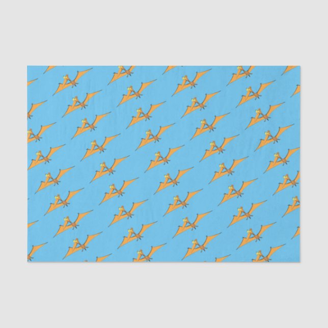 Niedlicher Pterodactylus-Cartoon Seidenpapier (Vorderseite)