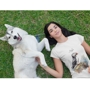 Niedlicher Puffin auf einem Felsen in Aquarell T-Shirt