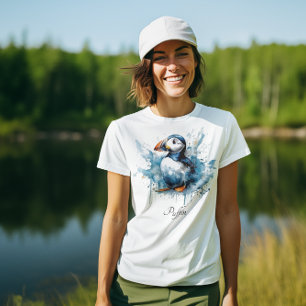 Niedlicher Puffin in blau, anpassbar T-Shirt