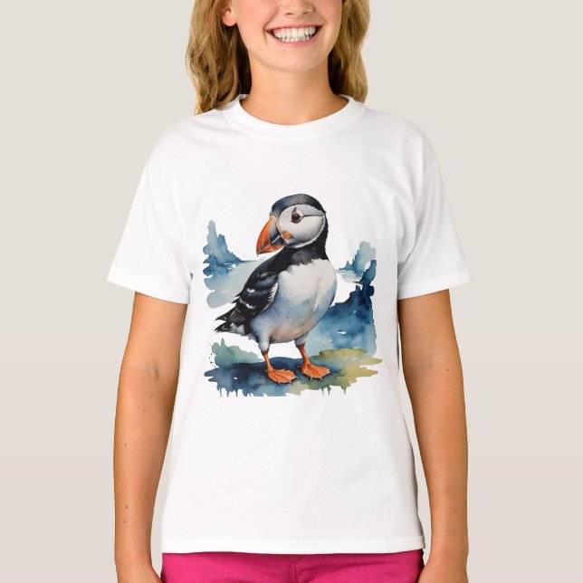 Niedlicher Puffvogel T-Shirt (Vorderseite)