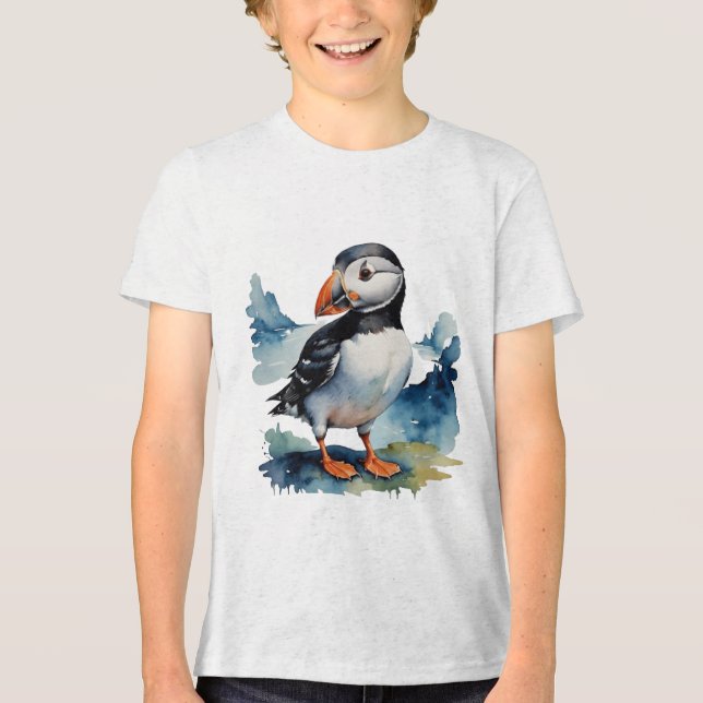 Niedlicher Puffvogel Tri-Blend Shirt (Vorderseite)
