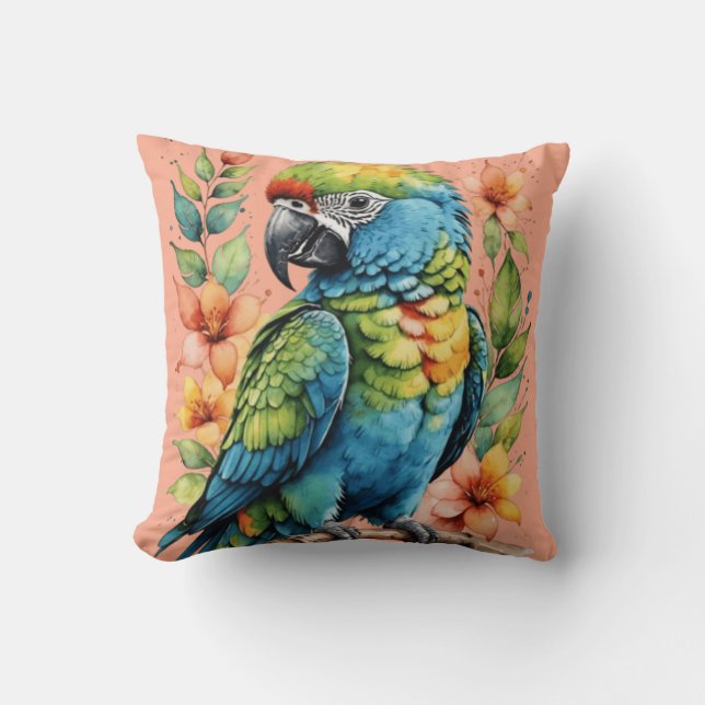 Niedlicher Puffvogelwurf Kissen (Vorderseite)