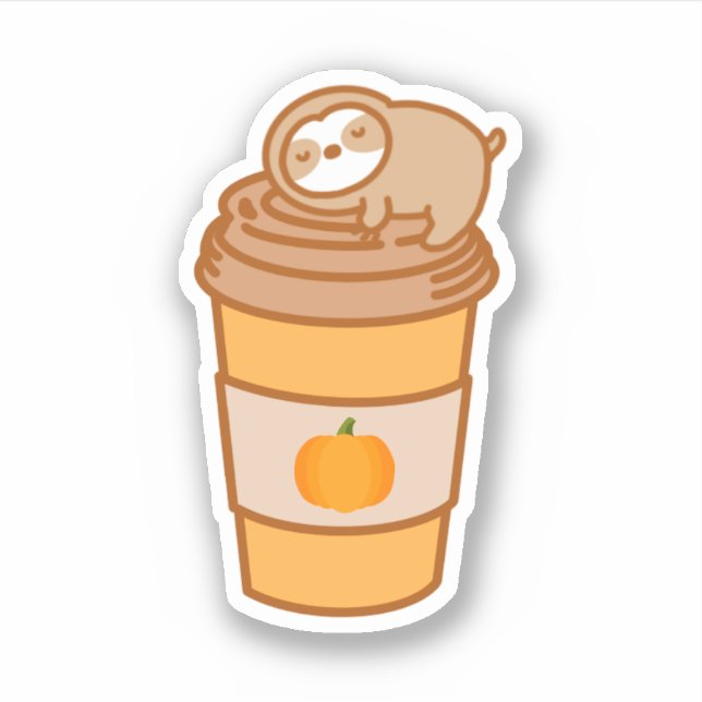 Niedlicher Pumpkin Gewürz Latch Cup Sloth Sticker (Vorderseite)