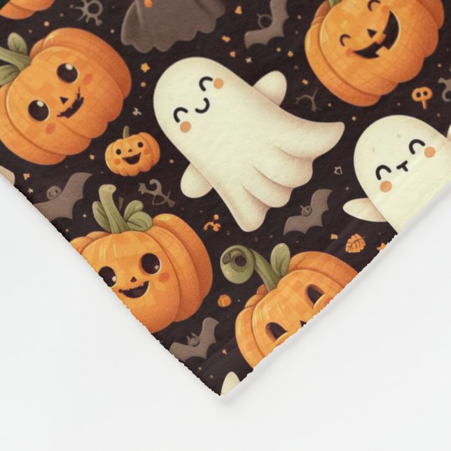 Niedlicher Pumpkin Ghost Add Name Halloween Baby Fleecedecke (Ecke)
