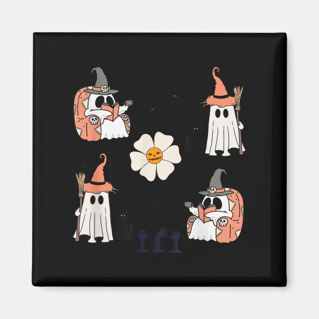 Niedlicher Pumpkin Ghost Boat Fledermäuse Pattern  Magnet (Vorne)