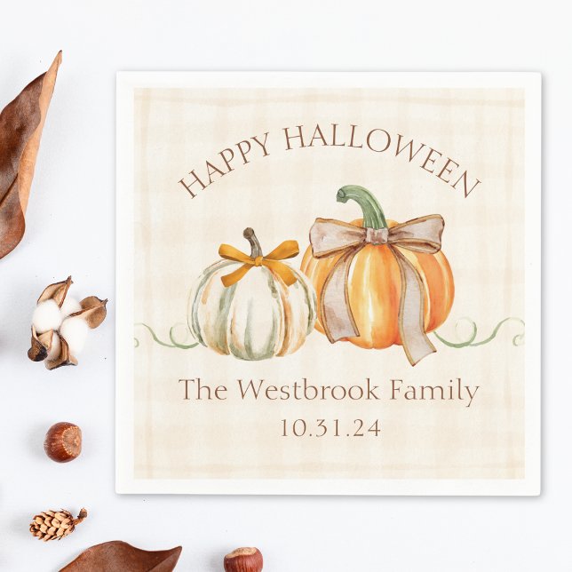 Niedlicher Pumpkin-Halloween-Party mit Familiennam Serviette (Von Creator hochgeladen)