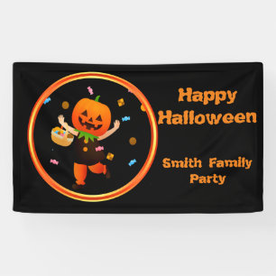 Niedlicher Pumpkin Head Trick oder Treater Hallowe Banner