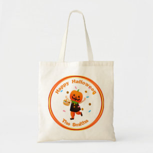 Niedlicher Pumpkin Head Trick oder Treater Hallowe Tragetasche