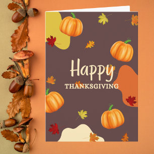 Niedlicher Pumpkin und Blätter Erntedank Karte