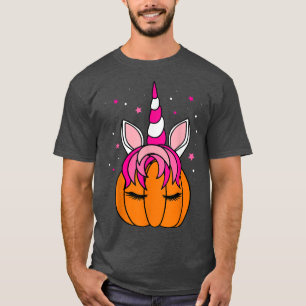 Niedlicher Pumpkin Unicorn Gesichtskostüm Hallowee T-Shirt