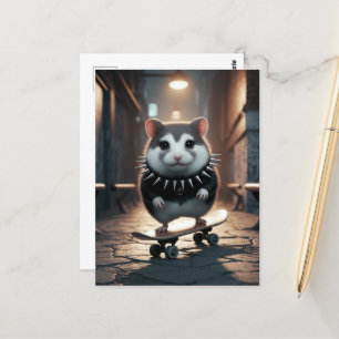 Niedlicher Punk Spiker Collar Skateboarding Hamste Postkarte