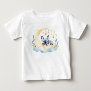Niedlicher Puppy French Bulldog auf dem Mond - Baby T-shirt