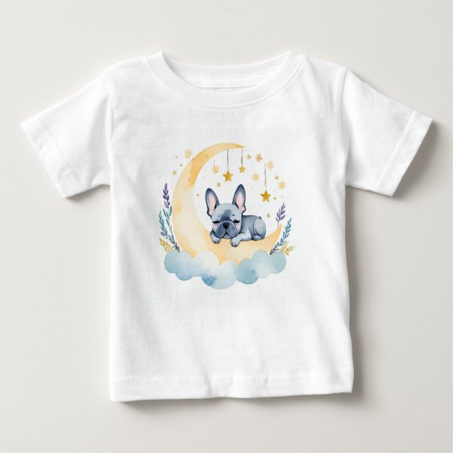 Niedlicher Puppy French Bulldog auf dem Mond - Baby T-shirt (Vorderseite)
