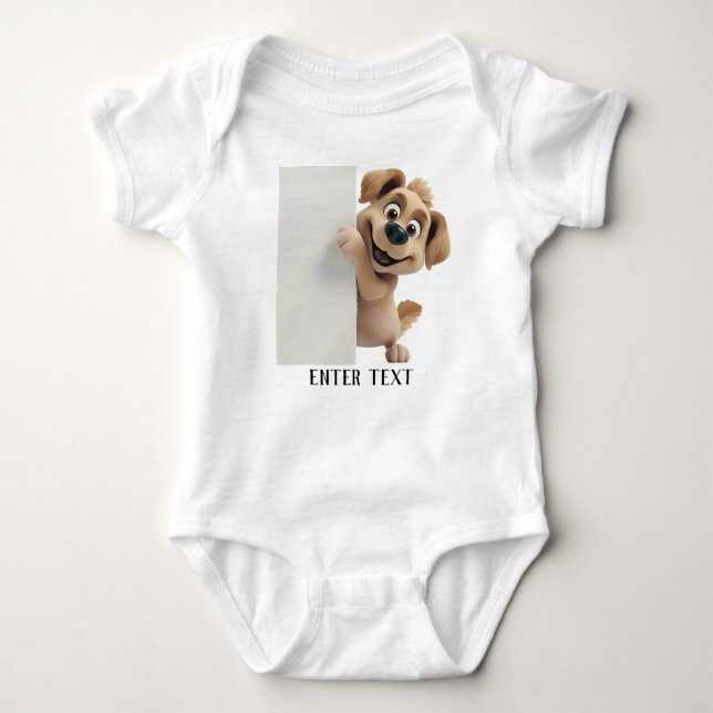 Niedlicher Puppy-Peeking Baby Bodysuit im benutzer Baby Strampler (Vorderseite)