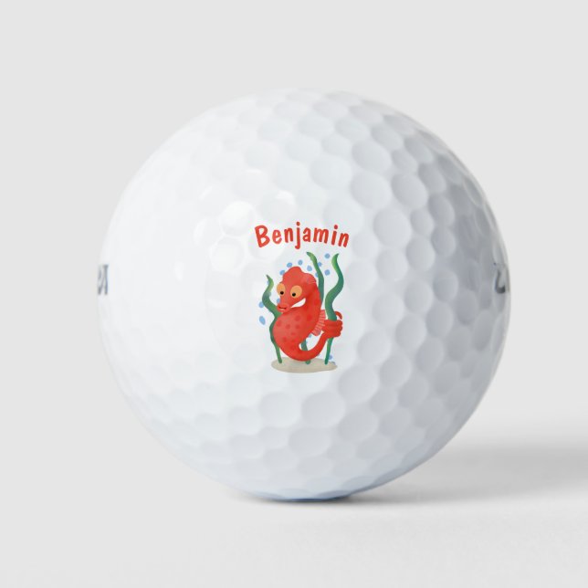 Niedlicher Pygmäen-Seepferd-Cartoon Golfball (Vorderseite)