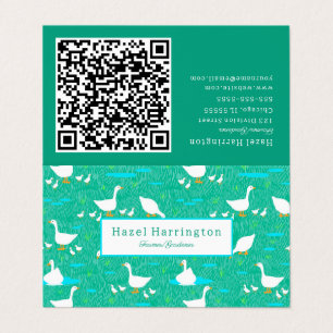 Niedlicher QR-Code für Weiße Gänse - Faltkarte Visitenkarten