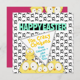 Niedlicher Quirky "Happy Oaster You Crazy Chickens Feiertagskarte